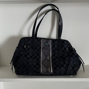 Coach Black and Gray Signature Shoulder Bag